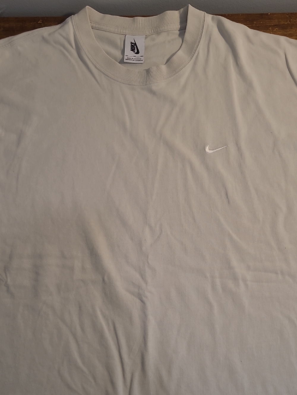 Nike Men’s Short Sleeve Crew Tee in Light Cream with White Swoosh